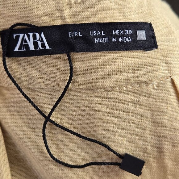 Zara Size Large Tan/Cream Faux Wrap Skirt Cowrie Shells at Waist Tulip Hem NWOT - Picture 7 of 10